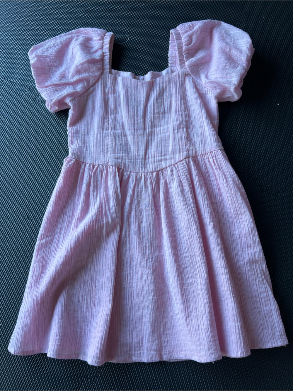 Girls' Pink Puff-Sleeve Dress M (8/9)